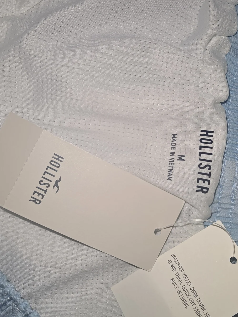 Hollister Men's Pale Blue Elastic Waist Swim Shorts
